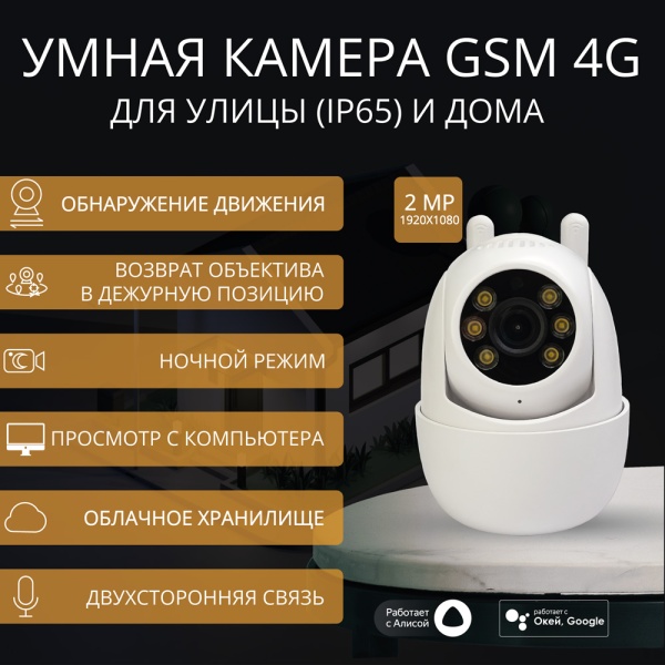 Умная 4G камера уличная поворотная ROXIMO RHC402 c Алисой