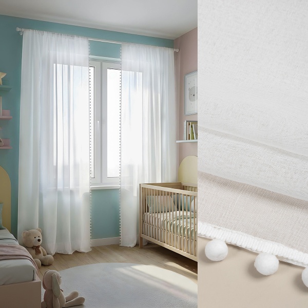 Комплект Тюль Солито 146х270см, 2 шт, с бахромой, белый