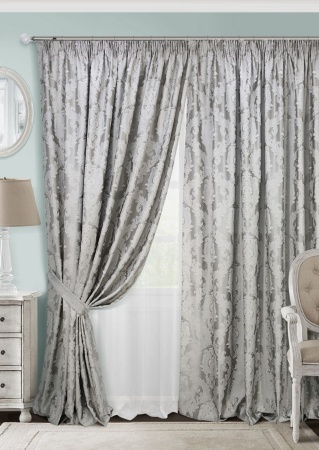 Комплект штор на тесьме "Vera" 2 шторы 200х270, тюль 450х270 светло-серый