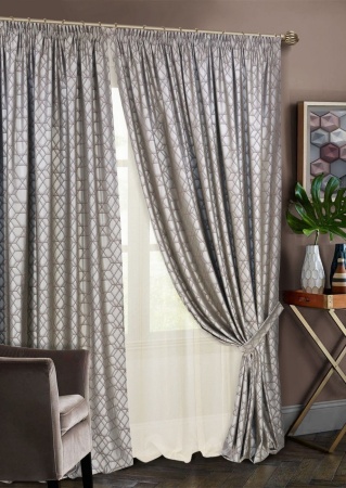 Комплект штор на тесьме "Almaz" 2 шторы 200х270, тюль 450х270 бежевый