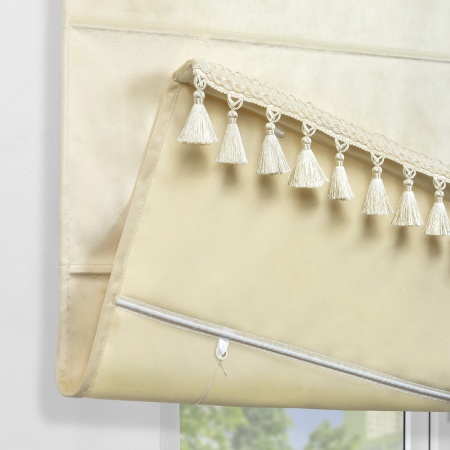 Римская штора с бахромой Кисть, на цепочном механизме, цвет ванильный