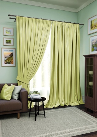 Комплект штор "Avery" 2 шторы 220х270, тюль 450х270 светло-зеленый