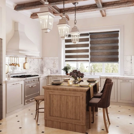 Рулонные шторы день ночь Канзас цвет каштановый