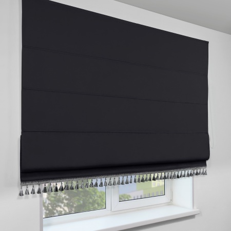 Римская штора с бахромой, Флавия Blackout на цепочном механизме, цвет черный