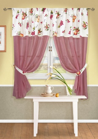 Комплект штор "Cherry-S", 2 шторы 148х170см, ламбрекен 252х48см, 2 подхвата