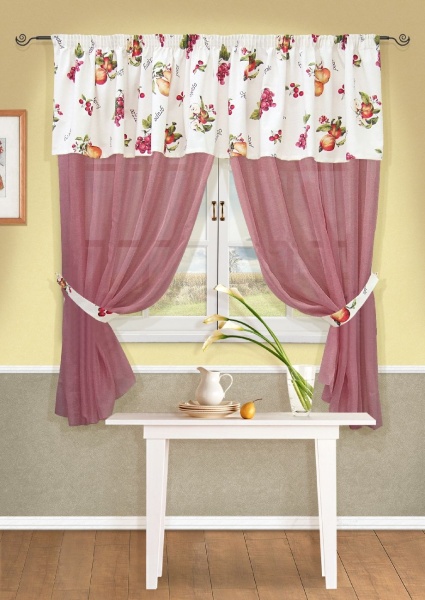 Комплект штор "Cherry-S", 2 шторы 148х170см, ламбрекен 252х48см, 2 подхвата
