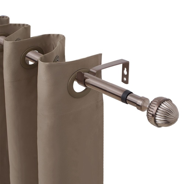 Карниз телескопический металлический однорядный 160-300 см с наконечником, Коньяк