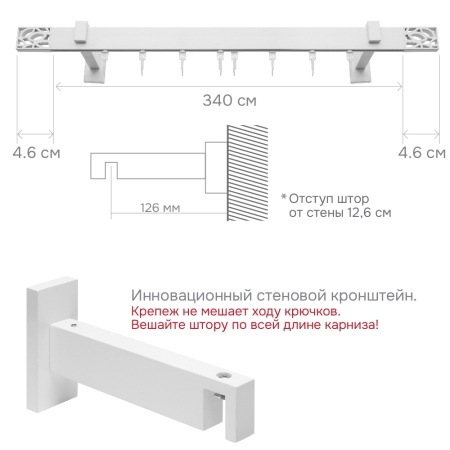 Карниз для штор однорядный Хай Тек Твист белый
