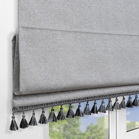 Римская штора с бахромой, Валенсия цвет серый
