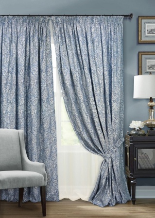 Комплект штор на тесьме "Stone" 2 шторы 200x270, тюль 450х270 синий светлый
