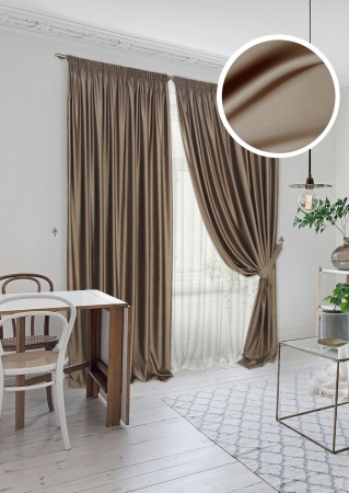 Комплект штор "Lindor-SH" 2 шт 220х270, тюль 450х270 коричневый