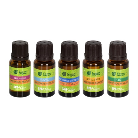 Набор эф. масел "Легкое дыхание" (пихта+можжевельник+ель+шалфей+эвкалипт) 5 масел по 15 мл "Банные штучки"