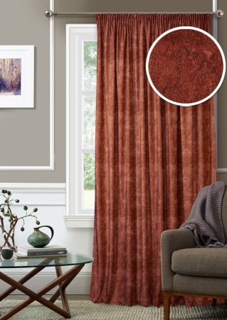 Портьера на тесьме "Бархан Barhan" 136х270 красный