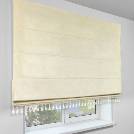 Римская штора с бахромой Кисть, на цепочном механизме, цвет ванильный