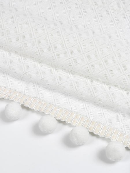 Комплект Шторы-Кафе с помпонами, размер 130х60 см, 2 шт, цвет белый