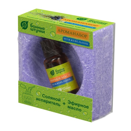 Ароманабор  (соляной испаритель 700 г, масло эфирное Можжевельник 15 мл), для бани и сауны "Банные Штучки"