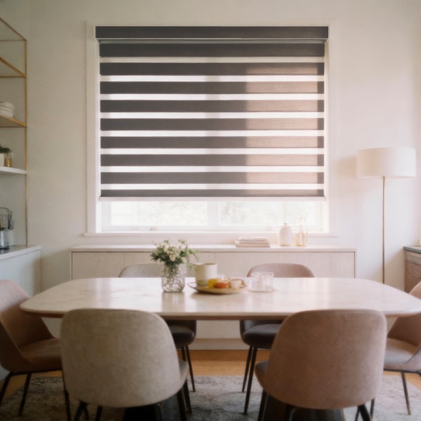 Автоматическая рулонная штора "день-ночь", серый, 180x200