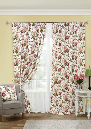 Комплект штор на тесьме "Red Luly - ST" 2 шторы 140х280, тюль 300х280