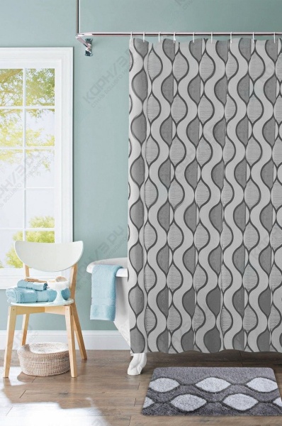 Коврик для ванной комнаты Курвед Лайнс грей Curved Lines grey