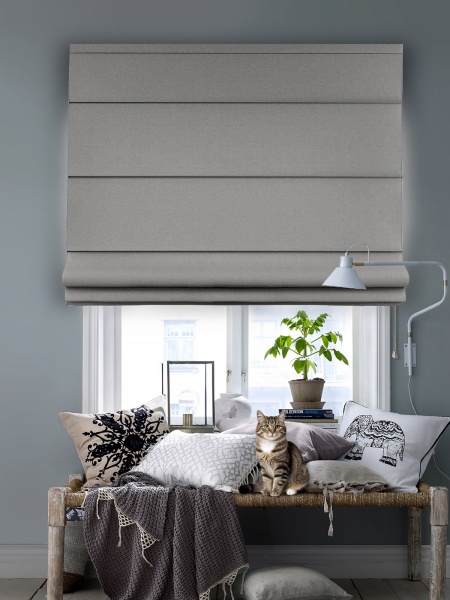Римская штора на верёвочном механизме, Blackout, серый