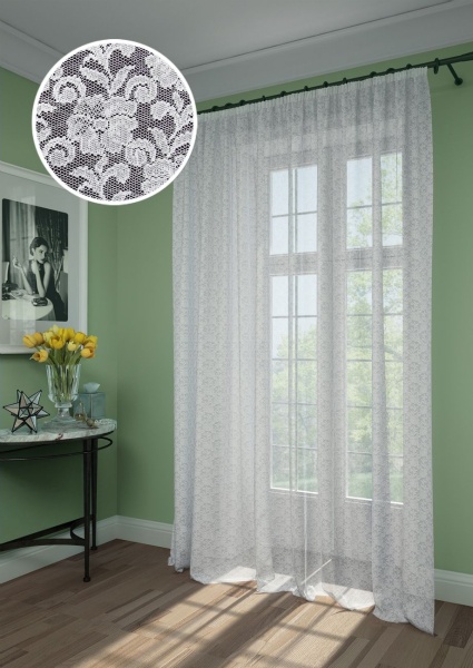 Тюль на тесьме "Lady-H" 450х260 белый