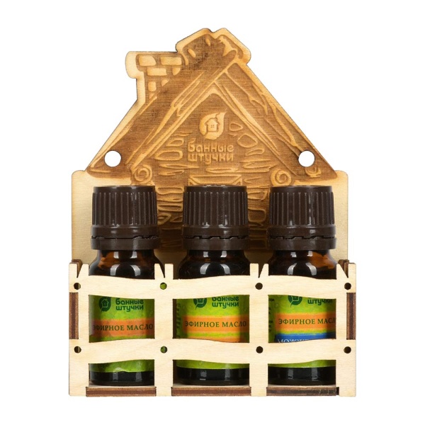 Набор эф. масел  "Банька" (апельсин+сосна+можжевельник) 3 масла по 10 мл "Банные штучки"