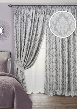 Комплект штор на тесьме "Afina" 2 шторы 200х270, тюль 450х270 серый