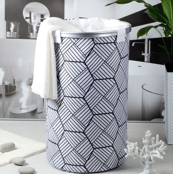 Корзина для белья на завязках FX-1033B, белая, 80л