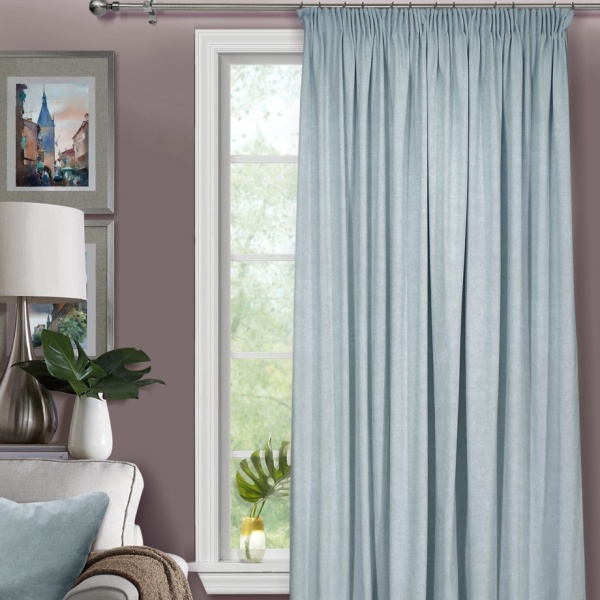 Штора на тесьме 200х270 Pudra с подхватом цвет голубой