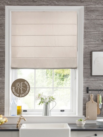 Римская штора Шанталь блеск на веревочном механизме светло-бежевый
