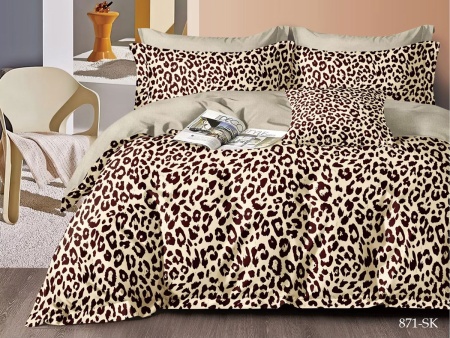 Cleo сатин набивной "Satin de Luxe" евро 200*220 леопардовый беж