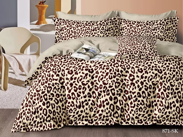 Cleo сатин набивной "Satin de Luxe" евро 200*220 леопардовый беж