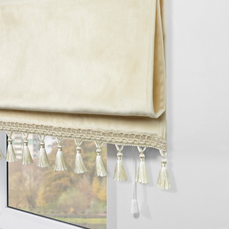 Римская штора с бахромой, Кисть цвет ванильный