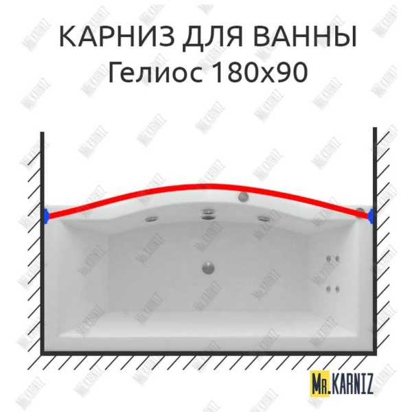 Карниз для ванны Aquatek Гелиос Передний борт 180х90 Усиленный 25 мм