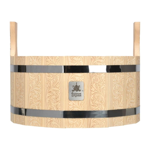 Ушат "шайка" 12 л, "Цветы", с пластиковой вставкой, система регулировки обручей, липа "Банные штучки"