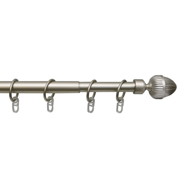 Карниз телескопический однорядный, металл, Орех, Никель матовый, 160-320см. Карниз телескопический однорядный, металл, Орех, Никель матовый, 160-320см.