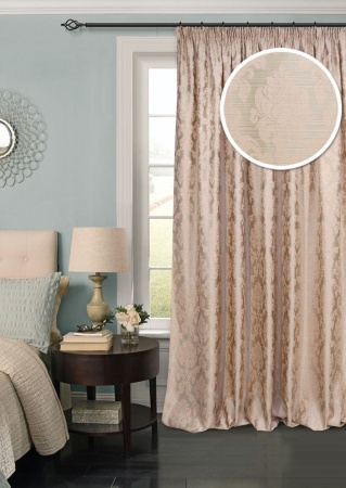 Штора на тесьме 220х270 см Afina с подхватом цвет бежево-розовый