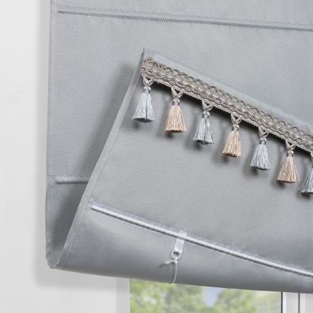 Римская штора с бахромой, Флавия Blackout на цепочном механизме, цвет светло-серый