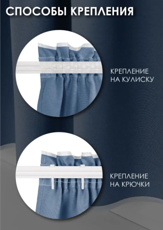 Карниз МИНИ 80см со шторами-кафе, Небесный