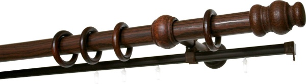 Карниз двухрядный с U-шиной (дерево) D28, Стандарт, цвет Красное дерево Карниз двухрядный с U-шиной (дерево) D28, Стандарт, цвет Красное дерево