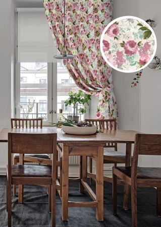 Штора на тесьме "Selena - K" 136х175 цветы розовые