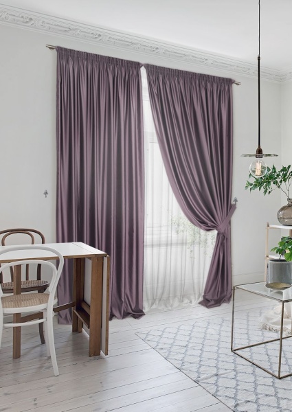 Комплект штор "Lindor-SH" 2 шторы - 220х270, тюль - 450х270 фиолетовый