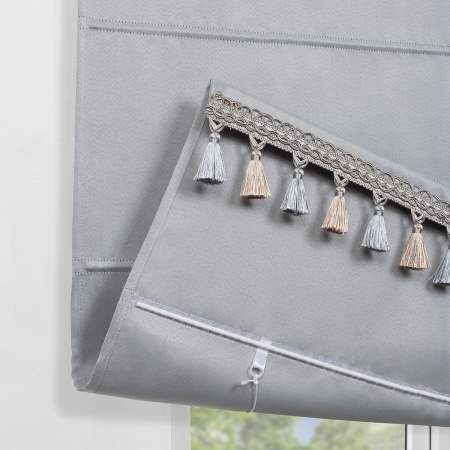 Римская штора с бахромой, Фортуна Blackout на ВМ, цвет светло-серый