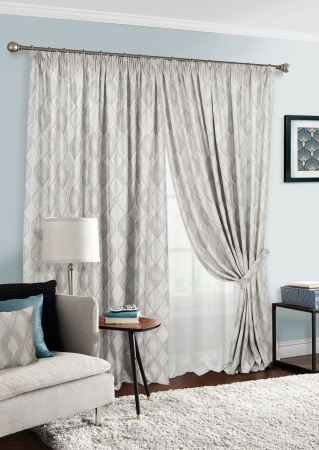 Комплект штор на тесьме "Allegro" 2 шторы 200х270, тюль 450х270 серый