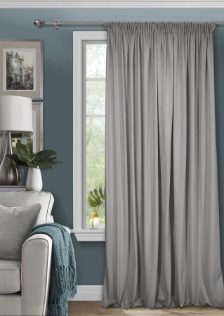 Штора на тесьме 250х300 Pudra с подхватом цвет серый