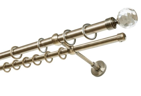 Карниз 2-х рядный гладкий ∅20/16мм, бронза, 400 см, ШарОгран