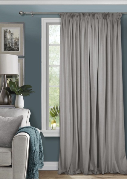 Штора на тесьме 250х300 Pudra с подхватом цвет серый