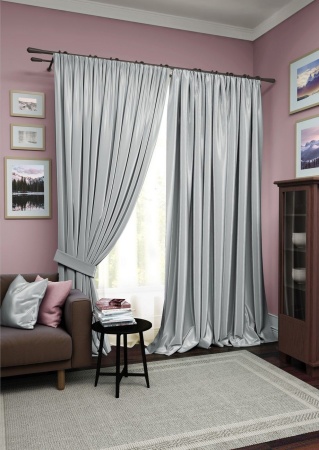 Комплект штор "Avery" 2 шторы 220х270, тюль 450х270 серый светлый