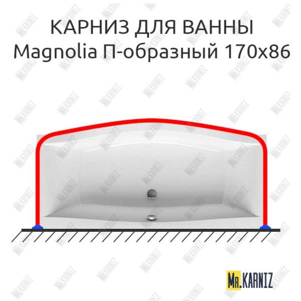 Карниз для ванны Ravak Magnolia П-образный 170х86 Усиленный 25 мм