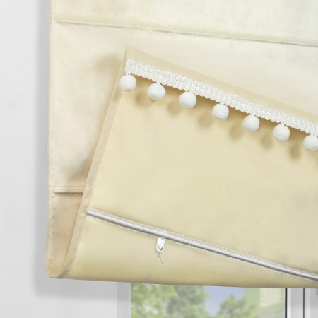 Римская штора с помпонами, Марсель цвет ванильный